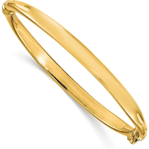 14K Yellow Gold Polished Hinged Bangle- Made In Italy