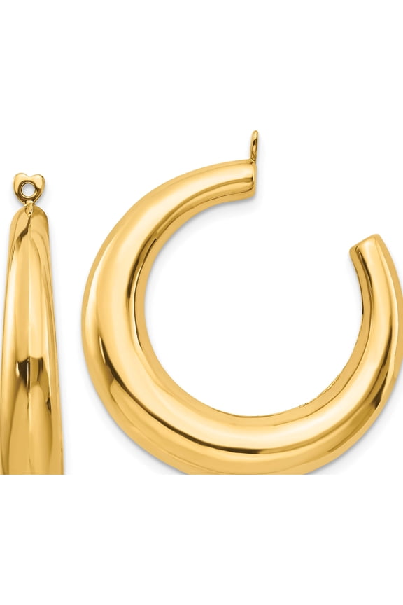 14K Yellow Gold Polished Hollow Tapered Hoop Earring Jackets
