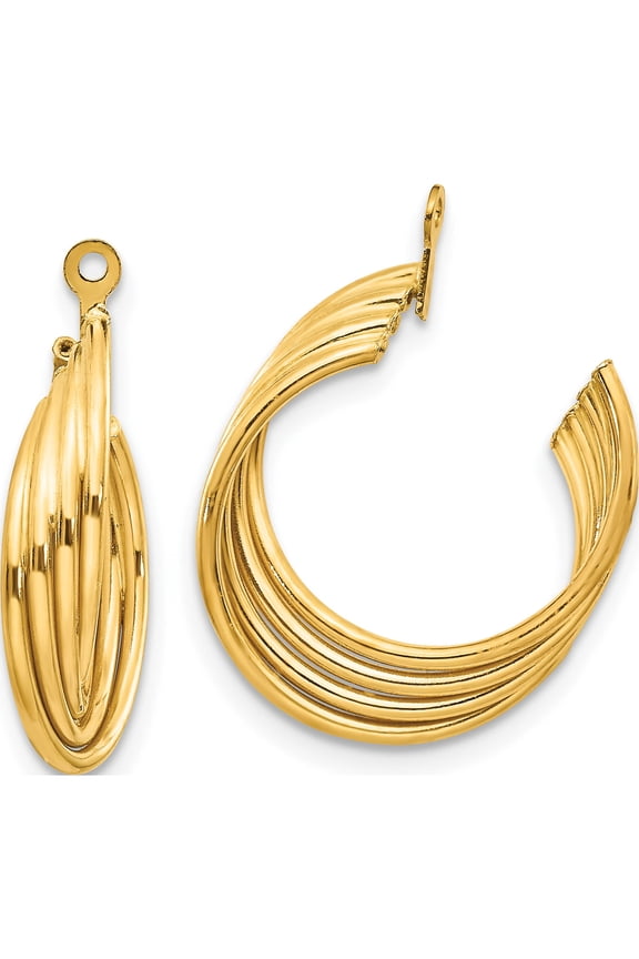14K Yellow Gold Polished Hoop Earring Jackets