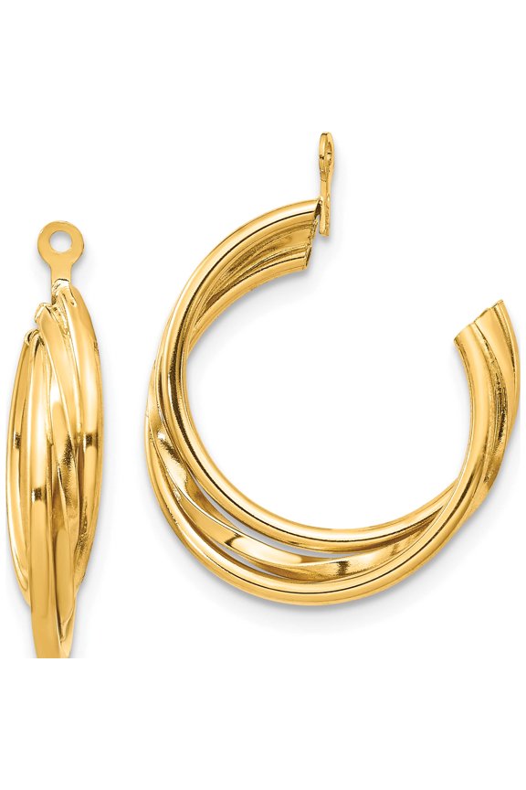 14K Yellow Gold Polished Hoop Earring Jackets (23 X 4) Made In United States t754j