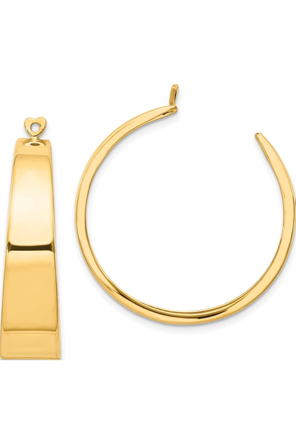 14K Yellow Gold Polished Tapered Hoop Earring Jackets