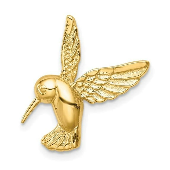 14K Yellow Gold Polished Hummingbird Chain Slide Pendant