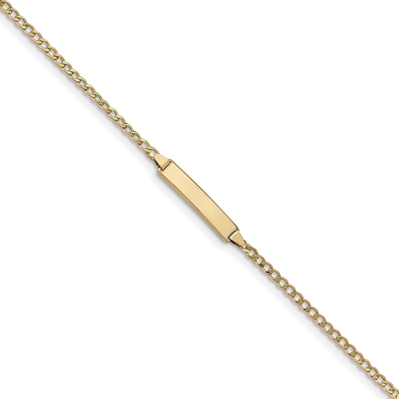 14K Yellow Gold Polished ID with Semi-Solid Cuban Bracelet