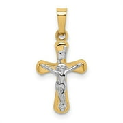 14K Yellow Gold Polished Inri Rounded Crucifix Pendant