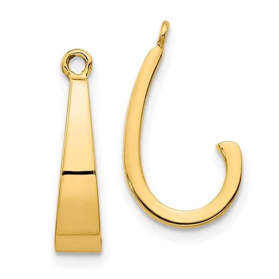 14K Yellow Gold Polished J-Hoop Earring Jackets