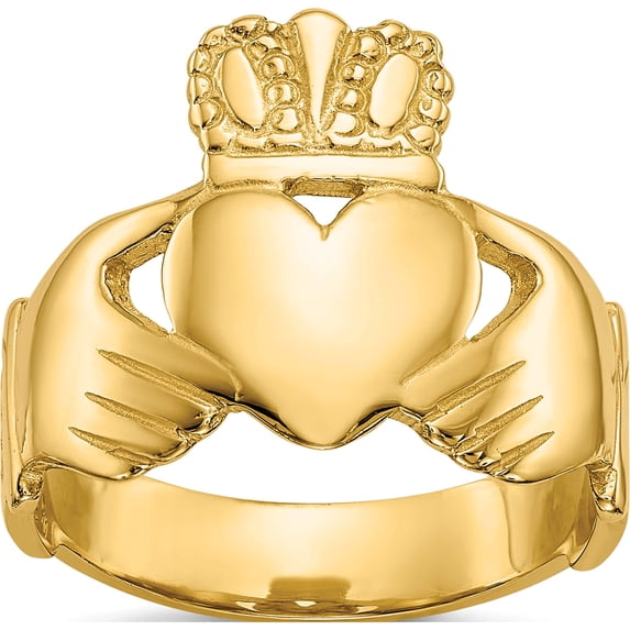 14K Yellow Gold Polished Ladies Claddagh Ring (Size 6) Made In Peru d1865