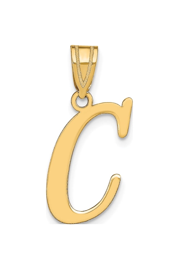 14K Yellow Gold Polished Letter C Initial Pendant (Width 14.85) (Length 17.99) - Jbsp