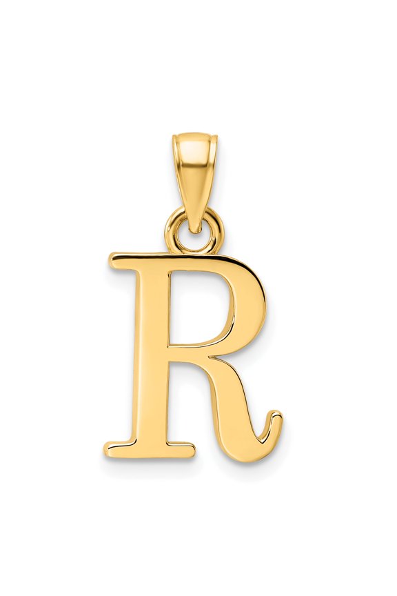 14K Yellow Gold Polished Letter R Pendant
