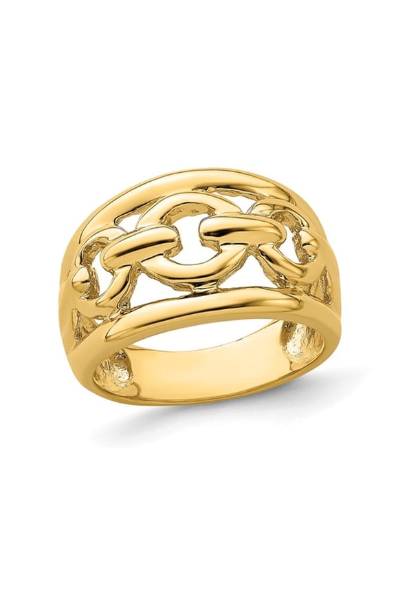 Gem & Harmony 14K Yellow Gold Polished Link Chain Ring (SIZE 7) for Women