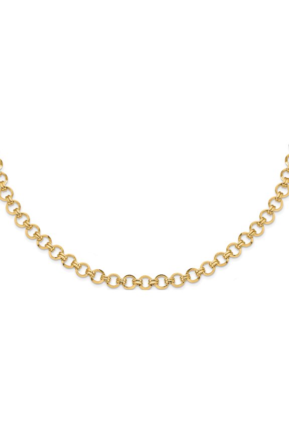 14K Yellow Gold Polished Link Necklace (18 X 9.46) Made In Peru sf2617-18