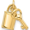thumbnail image 1 of 14K Yellow Gold Polished Lock And Key Pendant (Width 5.9) (Length 13.5) - Jbsp, 1 of 5
