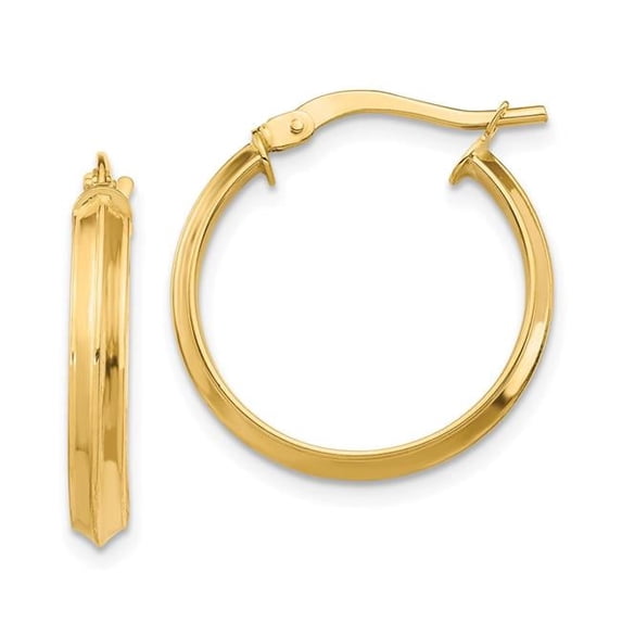 14K Yellow Gold Polished Medium 3 mm Hoop Earrings
