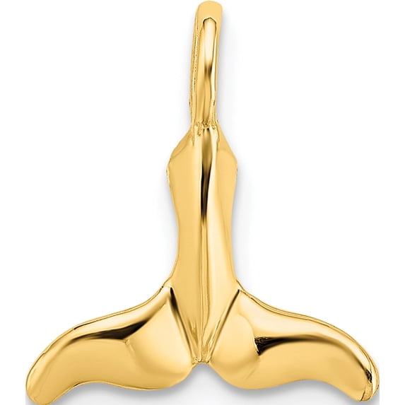 14K Yellow Gold Polished Mini Whale Tail Charm (15 X 13) Made In United States k7952