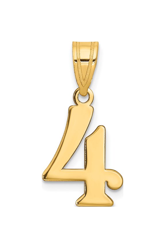 14K Yellow Gold Polished Number 4 Pendant (Width 11.88) (Length 17.04) - Jbsp