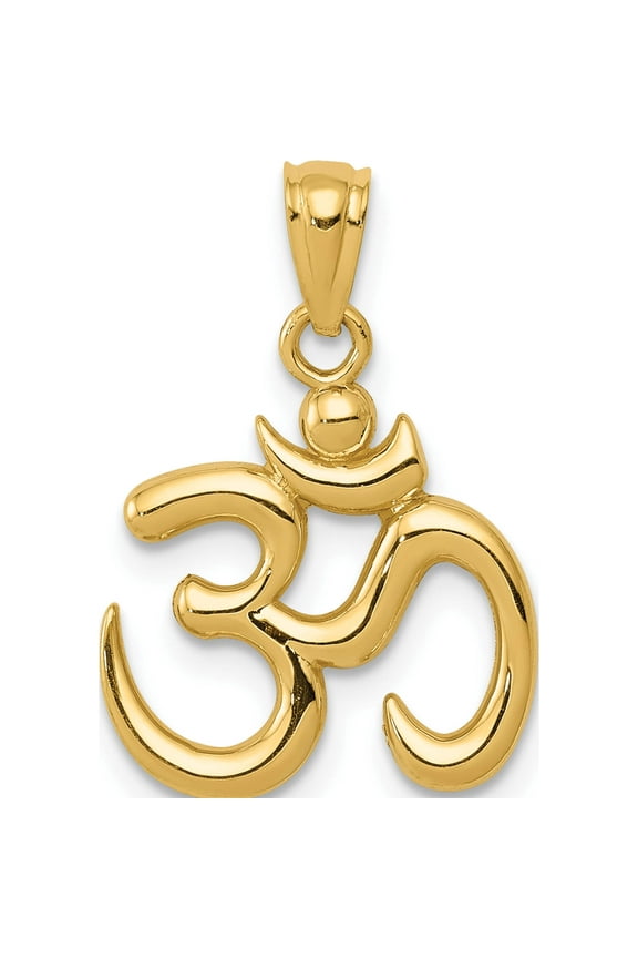 14K Yellow Gold Polished Om Symbol Pendant Made In United States k5437