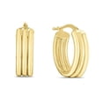 thumbnail image 1 of 14K Yellow Gold Polished Oval 3 Row Hoop Earring with Hinged Clasp, 1 of 1