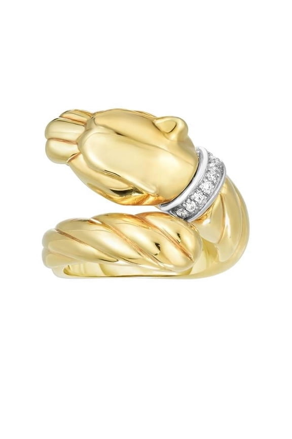 14K Yellow Gold Polished Panther Ring, Size 8