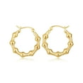 thumbnail image 1 of 14K Yellow Gold Polished Ribbed Hoop Earrings, 1 of 3