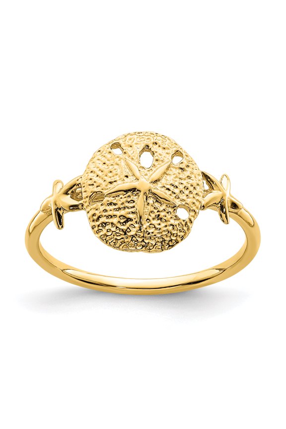 14K Yellow Gold Polished Sand Dollar Ring Size 7