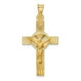 thumbnail image 1 of 14K Yellow Gold Polished Satin & Diamond-Cut Crucifix Pendant, 1 of 1