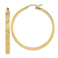thumbnail image 1 of 14K Yellow Gold Polished & Satin Greek Pattern Hoop Earrings, 1 of 1
