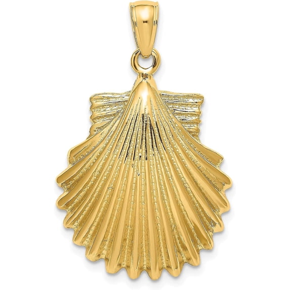14K Yellow Gold Polished Scallop Shell Charm - 32mm