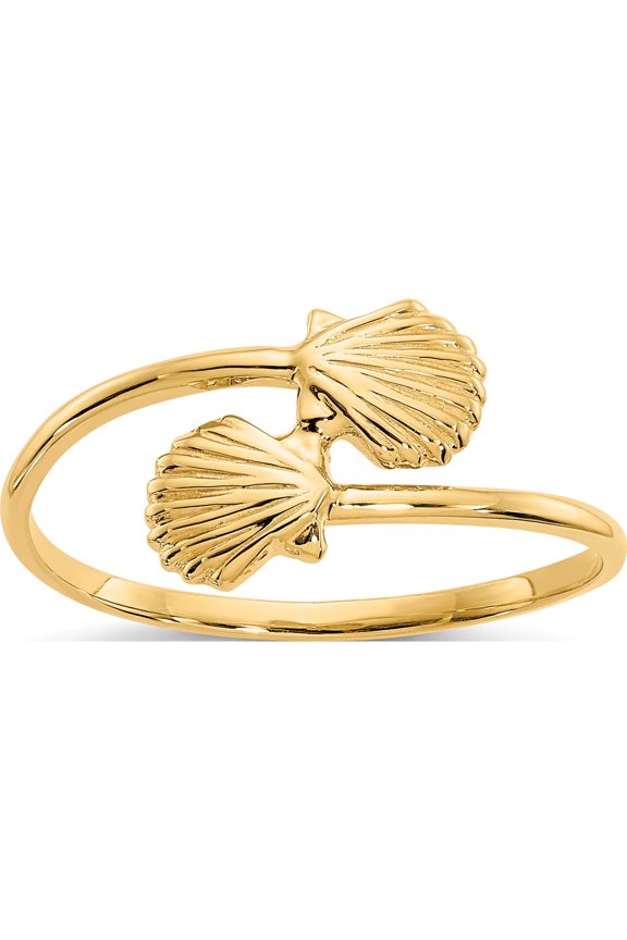 14K Yellow Gold Polished Shells Ring (Size 7) Made In United States k5758