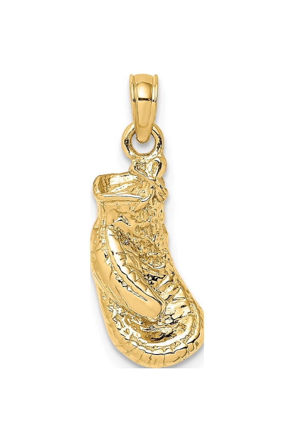 14K Yellow Gold Polished Single Boxing Glove Pendant (19.3 X 7.7) Made In United States k8757