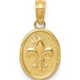 thumbnail image 1 of 14K Yellow Gold Polished Small Fleur De Lis In Oval Pendant (13 X 9) Made United States d4369, 1 of 6