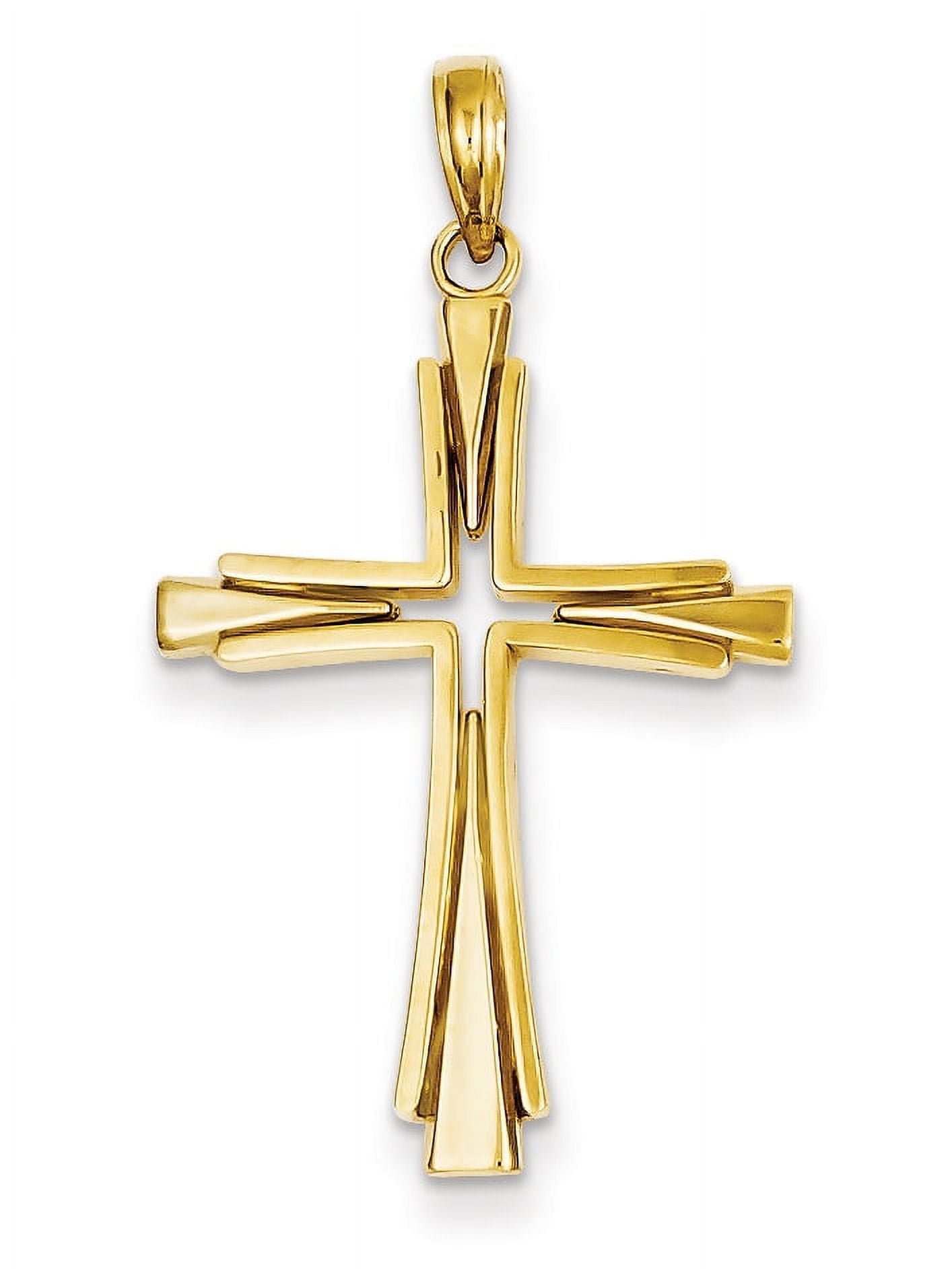 14K Yellow Gold Polished Solid Cross Pendant (39.5 X 21.5) Made In United States d1541