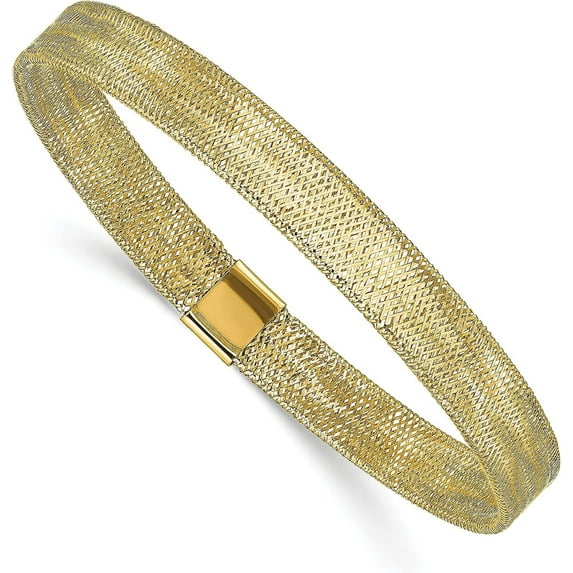 14K Yellow Gold Polished Stretch Bangle- Made In Italy