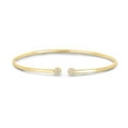 thumbnail image 1 of 14K Yellow Gold Polished Textured Beaded Ends Cuff Popcorn Bangle with 0.10 CT White Diamond, 1 of 1