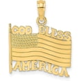 thumbnail image 1 of 14K Yellow Gold Polished Textured God Bless America w/Flag Charm - 14.35mm, 1 of 6