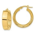 thumbnail image 1 of 14K Yellow Gold Polished & Textured Inside Hoop Earrings, 1 of 1