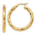 thumbnail image 1 of 14K Yellow Gold Polished & Textured Post Hoop Earring, 1 of 1