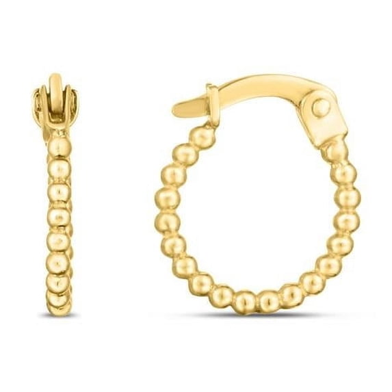 14K Yellow Gold Polished Textured Round Bubble Earring with Hinged Clasp