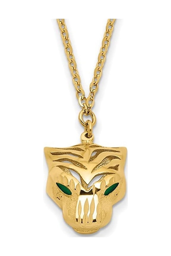 Gem & Harmony 14K Yellow Gold Polished Tiger Necklace with Chain ( 18 inches) for Women