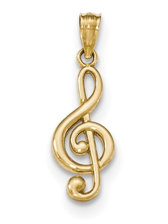 14K Gold Polished Treble Clef Pendant