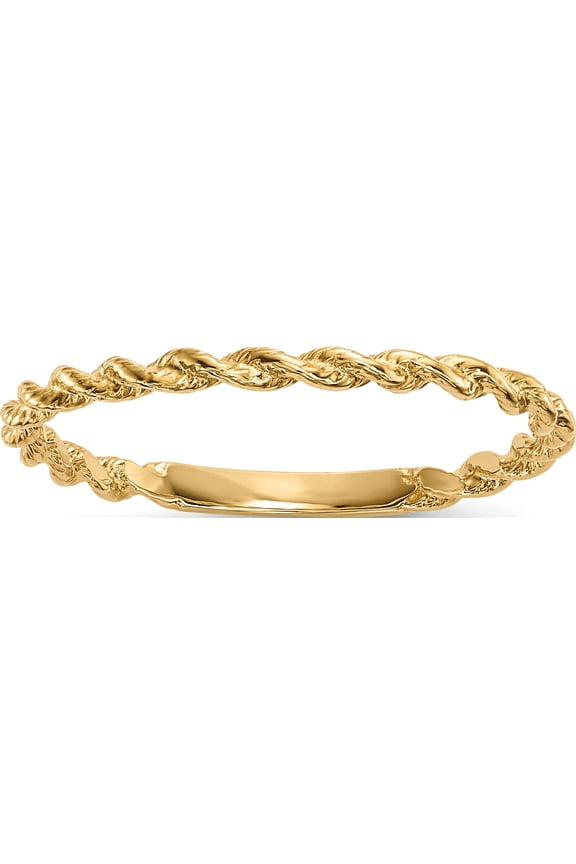 14K Yellow Gold Polished Twisted Rope Ring (Size 7) Made In United States r604