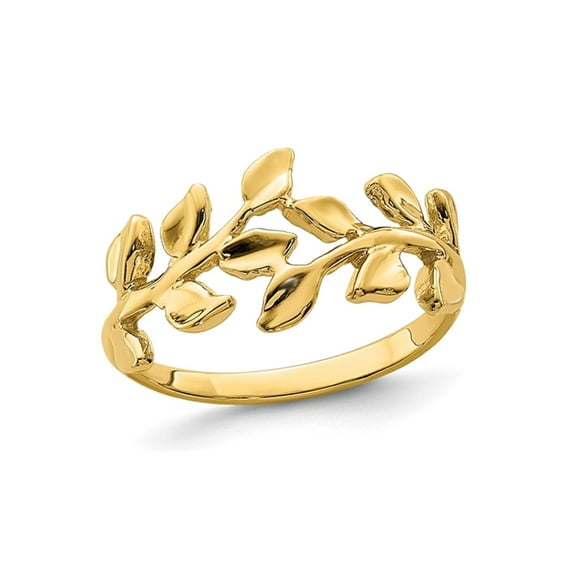 Gem & Harmony 14K Yellow Gold Polished Vine Leaf Ring for Women