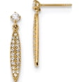thumbnail image 1 of 14K Yellow Gold Polished With Cz Oval Dangle Post Earrings (21 X 3.15) Made In United States ye1813, 1 of 5