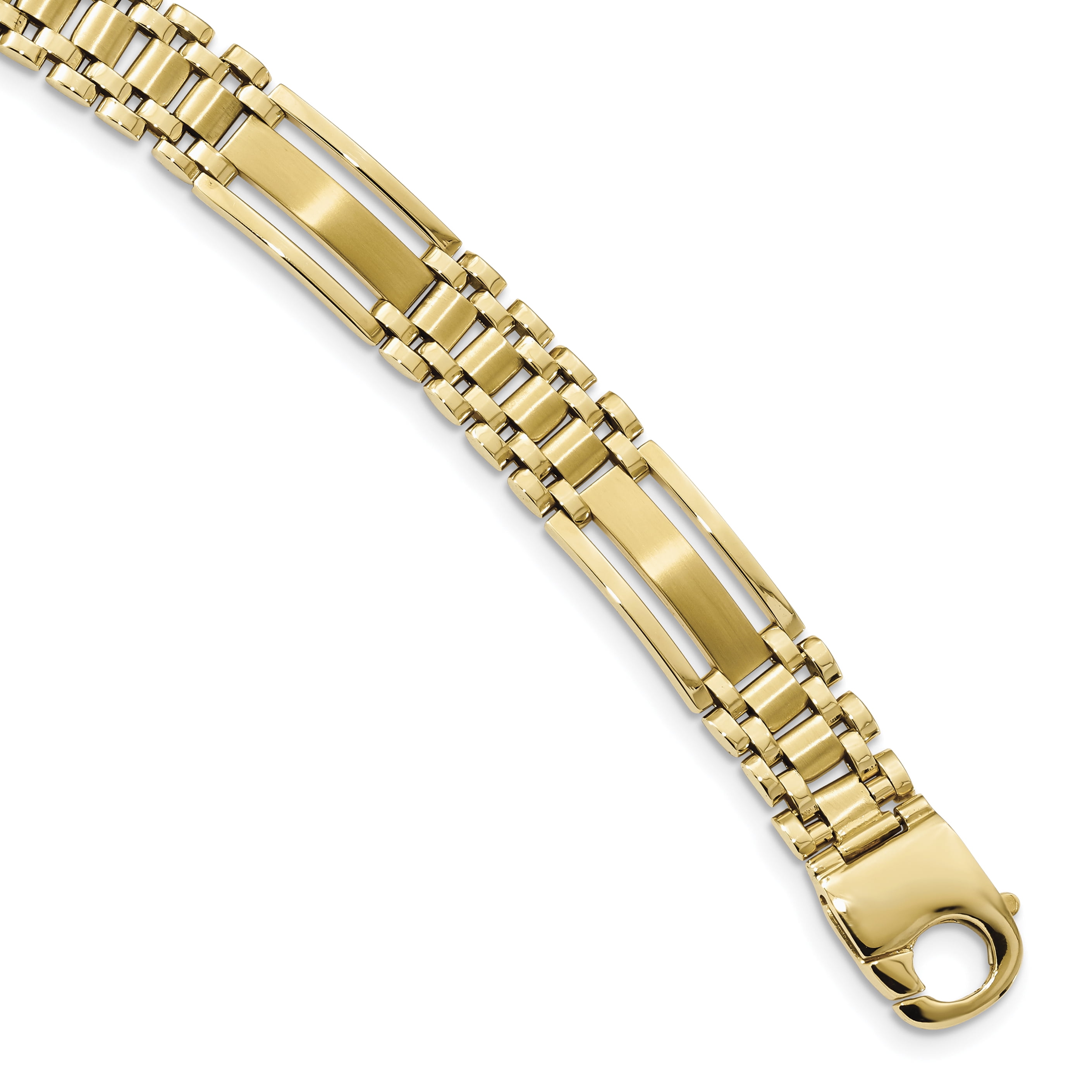14K Yellow Gold Polished and Satin 8.75in Mens Link Bracelet