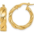 thumbnail image 1 of 14K Yellow Gold Precious, Trendy 21 Mm 20 Polished And Textured Twisted 5.00Mm X 20Mm Round Tube Hoop Earrings, 1 of 3