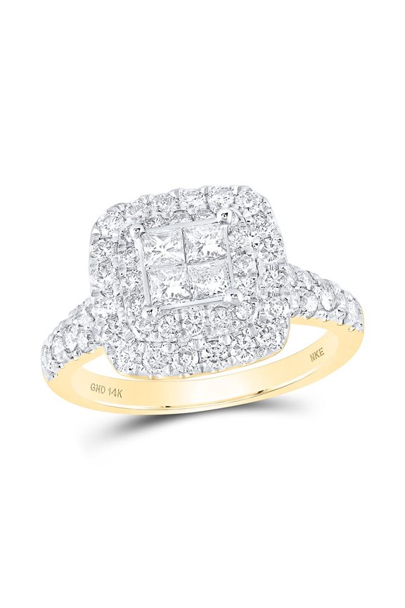 14K Yellow Gold Princess Diamond Square Ring 1.50cttw