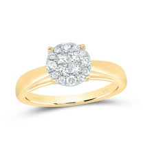 14K Yellow Gold Princess Round Diamond Bridal Wedding Engagement Ring 1/4 Cttw, Womens Size: 5-10