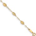thumbnail image 1 of 14K Yellow Gold Puff Rice Bead 9In Plus 1In Ext Anklet Made In Indonesia ank224-10, 1 of 5