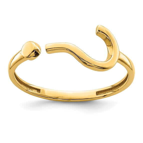 14K Yellow Gold Question Mark Adjustable Ring Size 7