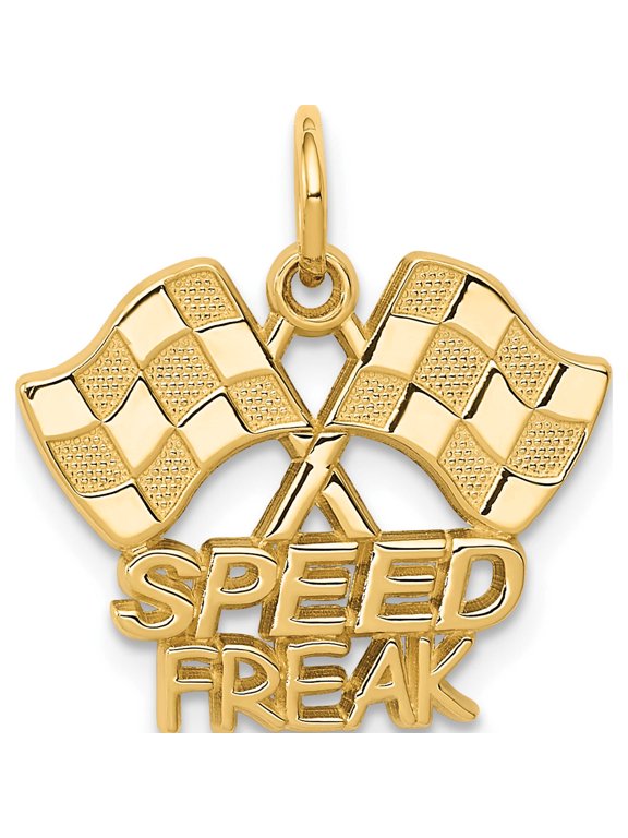 14K Yellow Gold Racing Flags Speed Freak Charm