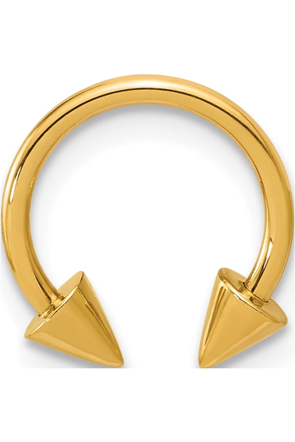 14K Yellow Gold Radiant, Bold 13 Mm Polished 16 Gauge Screw-Off End Pointed Ear Cuff/Body Jewelry Earrings