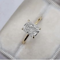14K Yellow Gold Vermeil Radiant Cut Engagement Ring Solitaire Ring Moissanite Diamond Ring Best Customize Proposal Gift